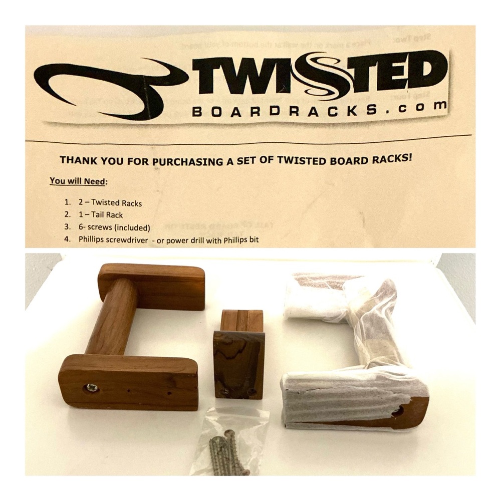 Teak Surfboard Wall-Mounting Rack NWT
